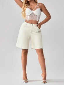 SHEIN SXY Women's Summer Casual Solid Color Straight Shorts