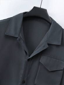 Manfinity EMRG Peto camisa para hombre con bolsillo de solapa y cintura con cordón