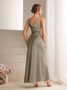 SHEIN Belle Women's Elegant Bridesmaid Dress Long Gown - Khaki - View 2
