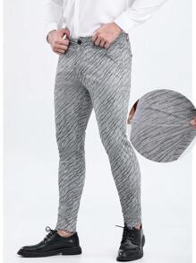 ALLELMS Pantalones chinos para hombre ajustados, pantalones de vestir elásticos resistentes a las arrugas en color negro - Gris - Ver 6
