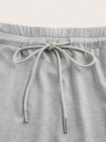 SHEIN Slayr Minifalda básica de verano con cintura alta y cordón - C, simple y casual - Gris - Ver 3