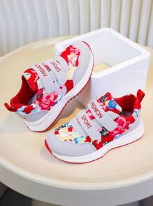 時尚男女兒童休閒運動鞋，帶魔鬼氈綁帶 - 紅色 - 查看 3