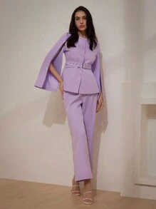 Aveloria Modichic 女士通勤套裝，配有簡潔優雅的腰帶設計，非常適合打造上司風采 - 紫色 - 查看 3