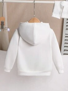 SHEIN Sudadera con capucha casual y cómoda con cremallera para niños jóvenes - Blanco - Ver 6