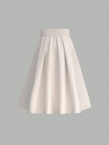 Vintamour 复古优雅女式 A 字裙，编织褶皱搭配撞色边缘，双排扣带口袋，适合度假和工作通勤返校服秋季女装老款商务女装休闲服教师服秋季服装工作女装 - 杏色 - 查看 8