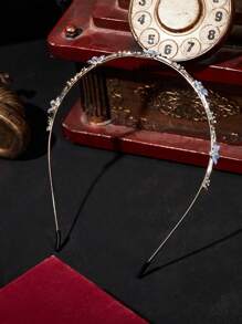 SHEIN Belle Diadema Elegante Con Decoración De Diamantes De Imitación Y Flores - Gris Claro - Ver 6