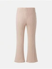 Quần legging giữ nhiệt cho bé gái mới biết đi Quần kaki có họa tiết hoa co giãn eo cao - Màu Khaki - Xem 2