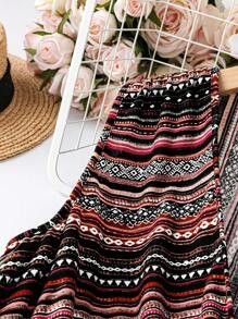 SHEIN LUNE Váy thường ngày không tay cổ chữ V sọc chồng chéo dành cho nữ dành cho kỳ nghỉ - Nhiều màu - Xem 3