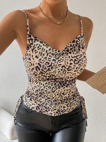 Chiquease Ladies Leopard Print V-Neck Summer Camisole Cami Top