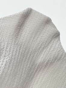 Zielony 實心不對稱下擺T恤，適用於春夏季節 - 白色 - 查看 8