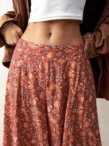 Bohemela Women's Vacation Floral Print Wide Leg Loose Pants With Ruffled Hem - Multicolor - View 7