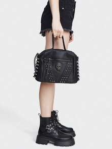 ROMWE Dark Gothic Handbag Skull Shoulder Bag