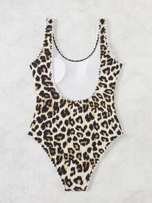 SHEIN Swim Đồ bơi một mảnh hở lưng cổ yếm dành cho nữ có dây đeo bản rộng thích hợp cho kỳ nghỉ hè ở bãi biển - Nhiều màu - Xem 2