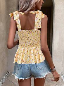 Breezaya 小花印花綁肩荷葉搖搖短上衣 - 彩色 - 查看 2