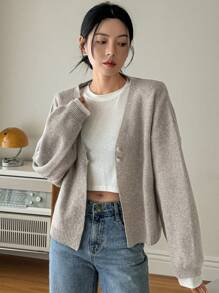 Dazy-Less كارديجان أمامي بأزرار، أكمام طويلة، ملابس خريفية كاجوال للعمل، بليزر للسيدات