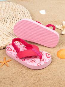Pantofole infradito con stampa cartone animato per bambini con cinturino elastico sul retro, facile da indossare e togliere. Modello di stampa trasferita "sweetheart". Di spessore e fette per un uso morbido, confortevole, antiscivolo e resistente all'usura per interni/esterni/in vacanza.