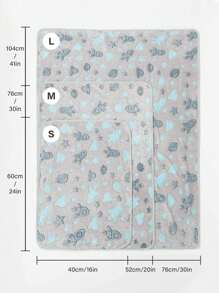 PETSIN 1pc Cartoon Spaceship Printed Pet Blanket - Multicolor - View 5