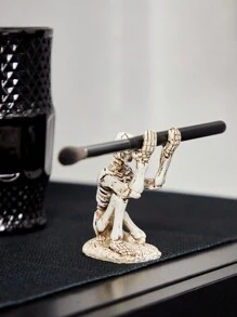 ROMWE Goth 1pc Dark Style Small Skull Pen Holder, Creative Desktop Organizer - Beige - View 1