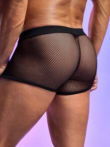 SHEIN Boxer Briefs sexys de rejilla de malla para hombre - Negro - Ver 3
