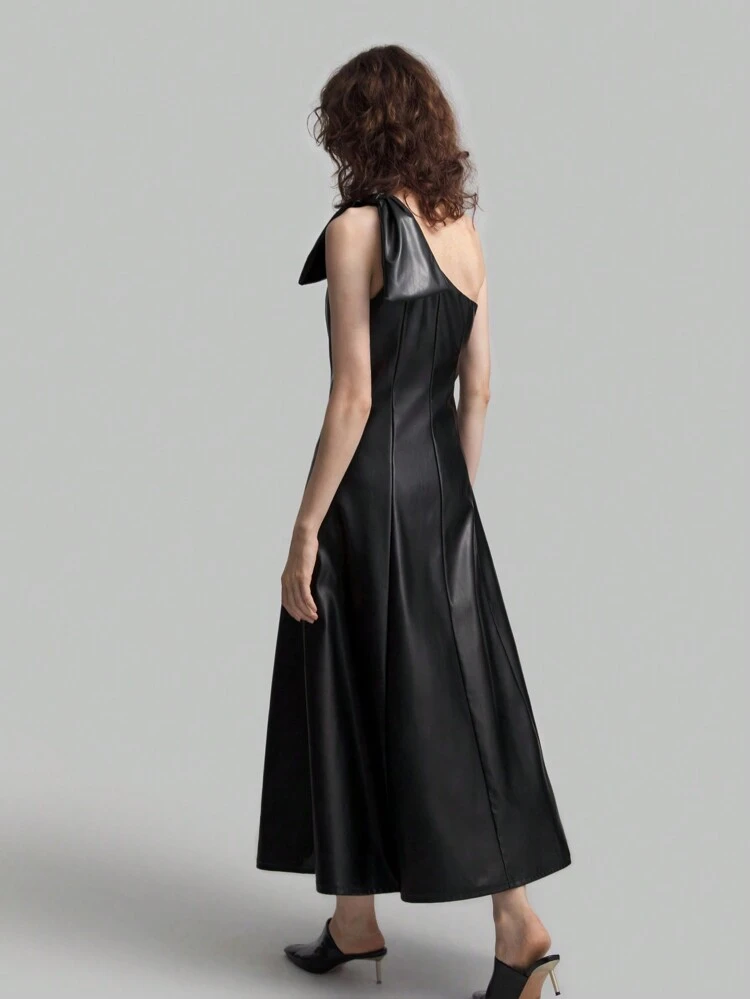 Women Asymmetrical Shoulder Swing Dress, Autumn Casual Dress For Party, Back To School Outfit