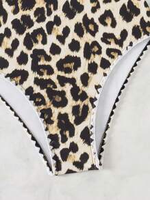 SHEIN Swim Đồ bơi một mảnh hở lưng cổ yếm dành cho nữ có dây đeo bản rộng thích hợp cho kỳ nghỉ hè ở bãi biển - Nhiều màu - Xem 5