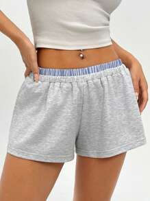 Comfortcana 女士簡約休閒純色短褲 - 灰色 - 查看 2