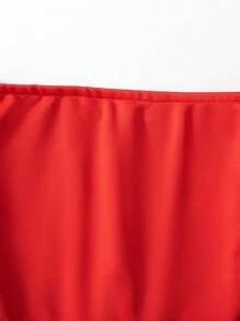 SHEIN Explorewe 青少年女孩休闲街头服饰炫酷学院风露肩运动衫和运动裤套装，适合圣诞节 - 紅色 - 查看 6