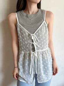 DAZY 女式印花简约日常背心、荷叶边娃娃装上衣