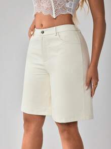 SHEIN SXY Women's Summer Casual Solid Color Straight Shorts