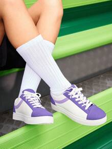 CUCCOO EASI Lace-Up Fashionable Women's Casual Shoes, White Canvas Sports Shoes Trainers