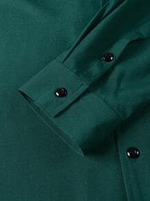 Manfinity Homme Loose Fit Men's Solid Color Button Up Shirt - Dark Green - View 7