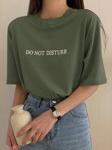 DAZY T-shirt ample et ample pour femme avec imprimé lettres, T-shirt surdimensionné d'été