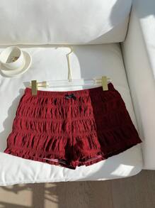 Comfortcana Kurze rote gestrickte Damen Shorts - Rot - Übersicht 1