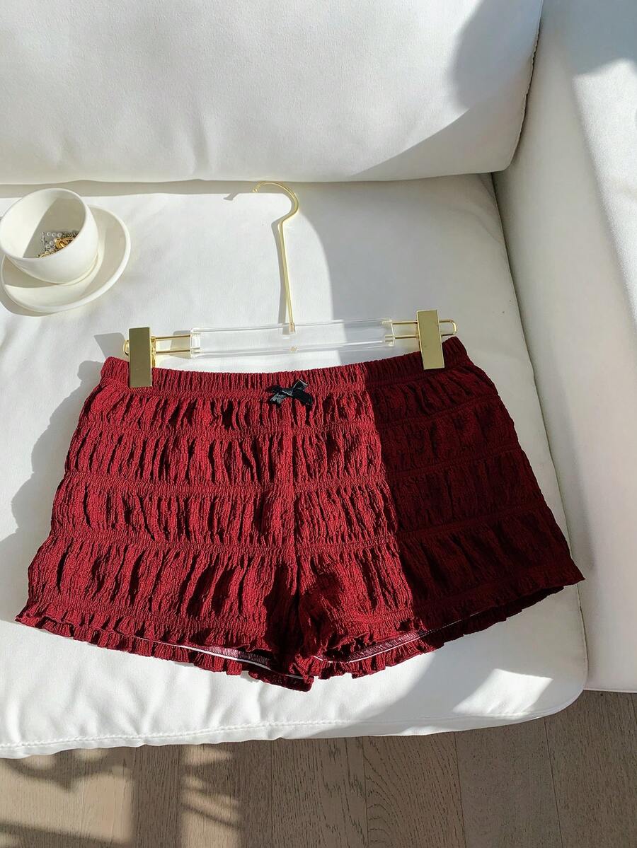 Comfortcana Kurze rote gestrickte Damen Shorts - Rot - Übersicht 1