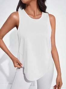 SHEIN Sport Gameset Camiseta deportiva sólida con espalda de corredor para verano