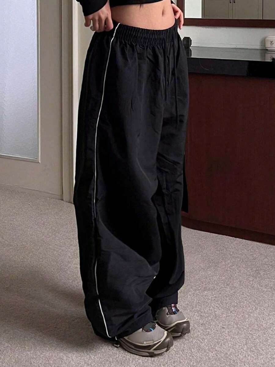 DAZY Women's Loose Casual Low Waist Baggy Long Pants,Fall Clothes - Black - View 1