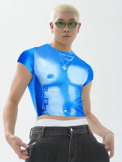 ROMWE Avant Men's Summer Short Sleeve Round Neck Letter Printed Casual T-Shirt