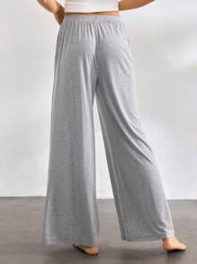 Ocili 休闲纯色松紧腰休闲舒适裤，宽松舒适裤假日季节，秋季 - 灰色 - 查看 2