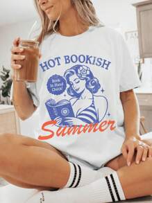 INAWLY Figure & Letter Graphic Drop Shoulder Tee - White - View 5