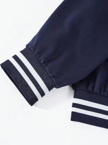 SHEIN Conjunto de dos piezas para adolescentes con estilo urbano casual con mangas largas abiertas y estampado, cómodo