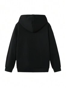 SHEIN 2 件青少年男童休闲 GTR 赛车卡通印花黑色圆领长袖运动衫，搭配撞色字母印花红色运动裤，适合秋季、冬季、保暖、大学、家居、日常穿着、运动和旅行。休闲百搭，保暖内衬。 - 彩色 - 查看 3