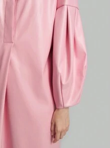 Ontre Women Long Sleeve Stand Collar Dress, Pink, Autumn - Pink - View 8
