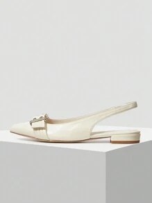 MOTF PREMIUM Zapatos planos cómodos para mujer con detalle de hebilla y punta afilada, para Halloween y Navidad - Beis - Ver 6