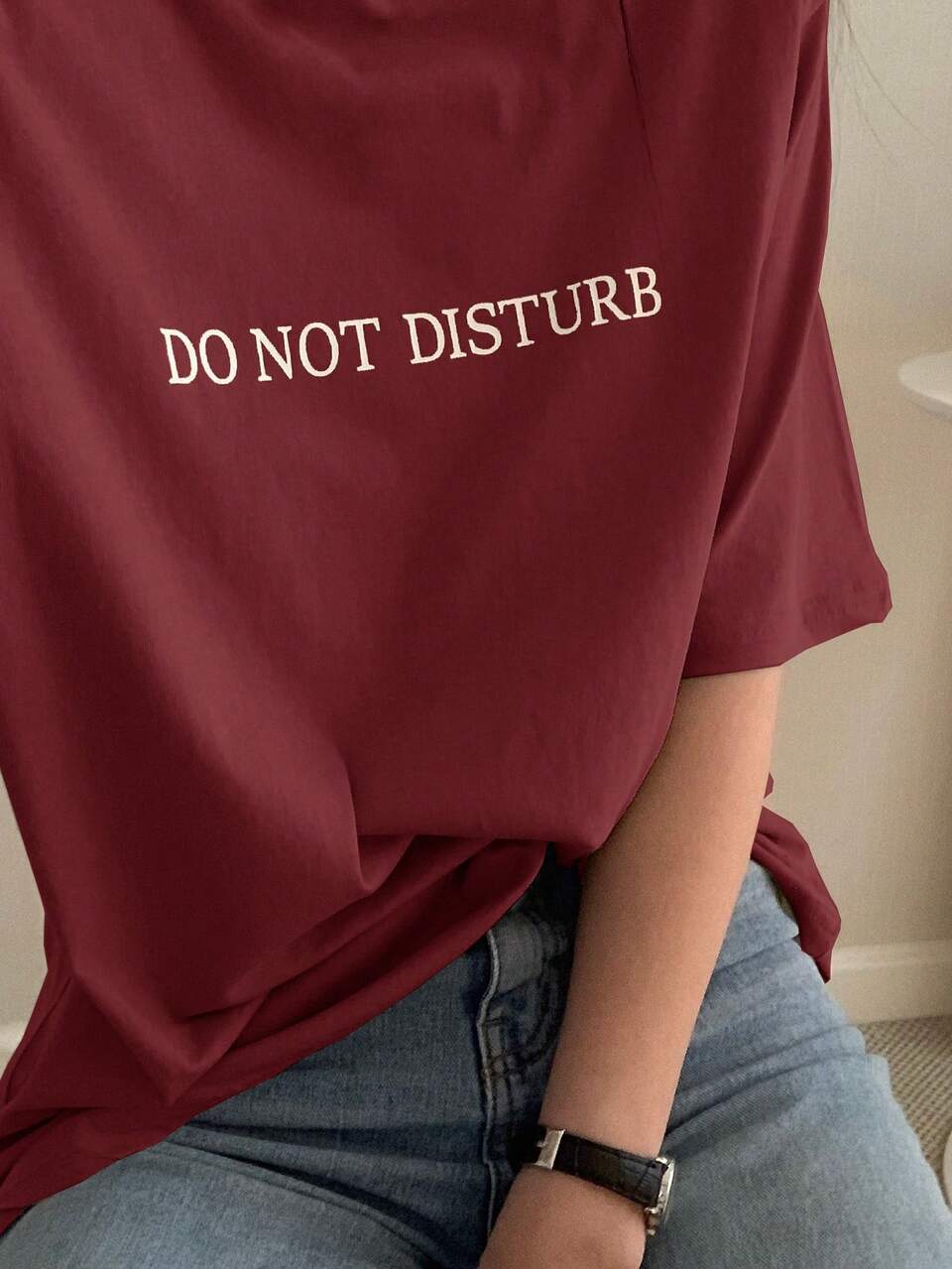 Women's Loose Fit Regular T-Shirt With Letter Print Summer Oversized T-Shirt