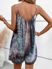LONESS Mono de tirantes simples con estampado aleatorio para uso diario de mujer - Multicolor - Ver 2