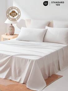 [100% Cotton]1pc Soft & Gentle Flat Sheet, All-Season Comfort And Breathable