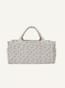 Cozy Pixies 1pc Portable Multifunctional Mummy Bag, Can Be Used As Baby Room Organizer, Diaper & Tissue Holder, Floral Storage Basket Love Valentine