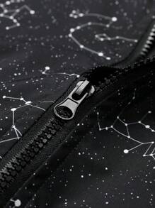 Manfinity EMRG Men's Simple Printed Zipper Long Sleeve Jacket Coat - Black - View 5