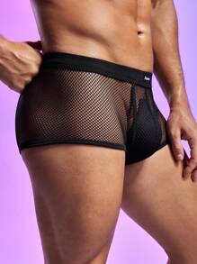 SHEIN Boxer Briefs sexys de rejilla de malla para hombre - Negro - Ver 7