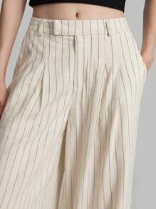 Ontre Women's Casual Striped Wide-Leg Suit Pants, Spring Summer Autumn Back To School Clothing - Apricot - View 3